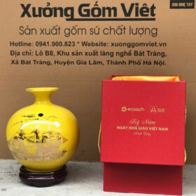 Bình hút lộc in logo màu vàng họa tiết thuyền buồm in decal vàng XG-BHL02