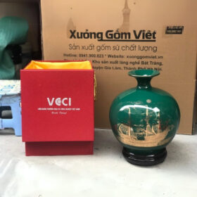 Bình hút lộc in logo màu xanh lá họa tiết thuận buồm xuôi gió XG-BHL18