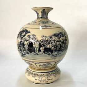 Bình hút lộc in logo men rạn vẽ cảnh Bác Hồ thăm quê hương Nghệ An XG-BHL22