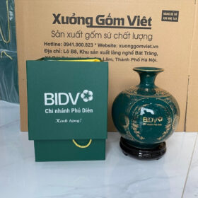 Bình hút lộc in logo men xanh lá họa tiết hoa in decal vàng XG-BHL25