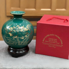 Bình hút lộc in logo màu xanh lá họa tiết hoa sen in decal vàng XG-BHL27