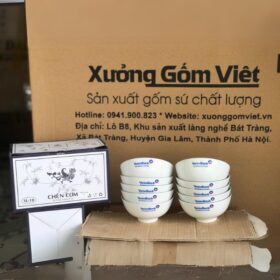 Bộ 10 bát cơm in logo Ngân Hàng Vietinbank màu trắng XG-BC21