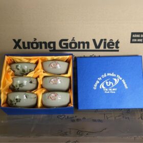Bộ 6 bát cơm in logo Công Ty Cổ Phần The Heart họa tiết chuồn chuồn trúc XG-BC23