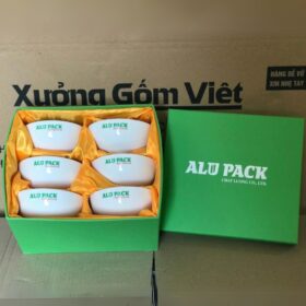 Bộ 6 bát cơm in logo Alu Pack màu trắng XG-BC02