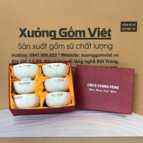 Bộ 6 bát cơm in logo CĐCS Ching Feng màu trắng XG-BC05