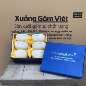 Bộ 6 bát cơm in logo Ngân Hàng Kiên Long màu trắng XG-BC10