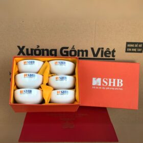 Bộ 6 bát cơm in logo SHB màu trắng XG-BC13