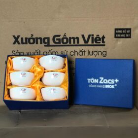 Bộ 6 bát cơm in logo Tôn Zacs màu trắng XG-BC15