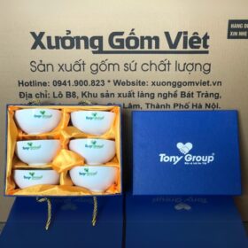 Bộ 6 bát cơm in logo Tony Group màu trắng XG-BC14