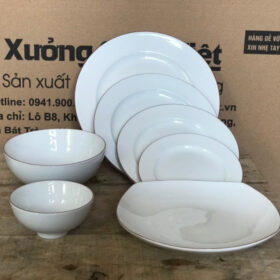 Bộ bát đĩa Bát Tràng 7 món viền kim XG-BD33