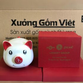 Heo đất mặt mập tròn in logo LIENKET GROUP màu đỏ XG-HĐ09