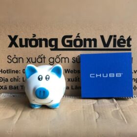 Heo đất in logo CHUBB size nhỏ màu xanh dương nhạt XG-HĐ03