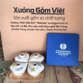 Khay mứt in logo "Đại hội Công Đoàn Tổng công ty Máy và Thiết bị công nghiệp-CTCP Lần thứ 6 (2023-2028)" dáng trái tim họa tiết sen xanh XG-KM04