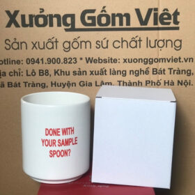Ly sứ trắng không quai in logo Bát Tràng giá rẻ XG-LS01