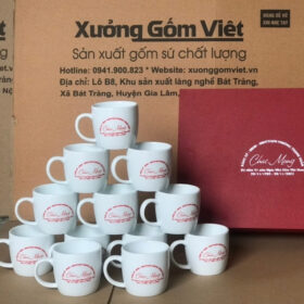 Ly cốc sứ in logo Đảng Ủy-UBND-UBMTTQVN Phường Thạch Xuân Chúc mừng Kỷ niệm 41 năm Ngày Nhà Giáo Việt Nam dáng lùn quai C XG-LS33