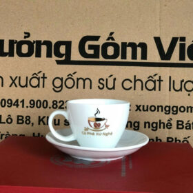 Tách cà phê in logo Cà phê xứ nghệ Bát Tràng màu trắng XG-LS51