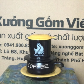 Phin pha cà phê in logo 1618 Asian Fasion men đen nắp vàng XG-LS60