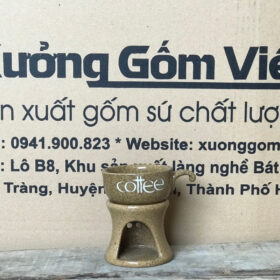 Phin pha cà phê in logo coffee Bát Tràng men nâu XG-LS66