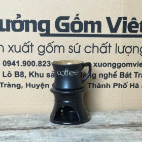 Phin pha cà phê in logo coffee Bát Tràng men đen XG-LS67
