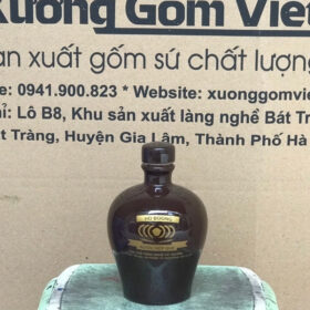 Nậm rượu in logo Rượu Nếp Quê dáng bầu màu nâu bóng XG-NR29
