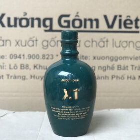 Nậm rượu in logo XT dáng bầu màu xanh lá bóng XG-NR21