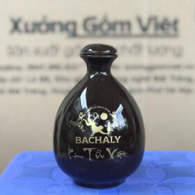 Nậm rượu in logo BACHALY - Kim Tửu Việt dáng mini màu nâu bóng XG-NR11