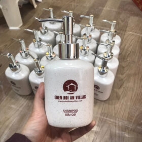 Bộ phụ kiện nhà tắm in logo EDEN Hội An Villas dáng trụ tròn men cát XG-BDGST10