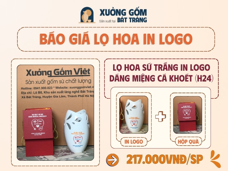 Báo giá lọ hoa in logo