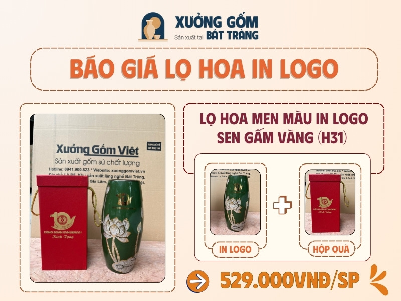 Báo giá lọ hoa in logo