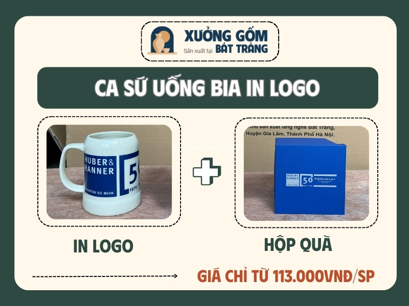 Giá ca sứ uống bia in logo
