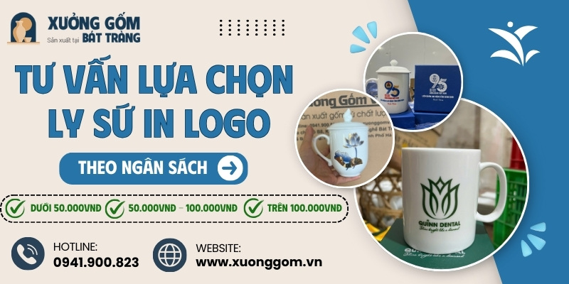 Tư vấn chọn ly sứ in logo theo ngân sách