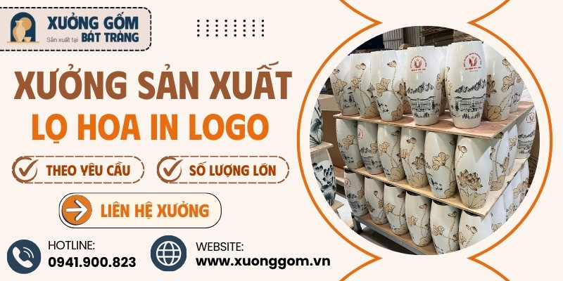 Xưởng sản xuất lọ hoa in logo số lượng lớn